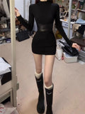 French Black High-Collar Bottom With A Dress Dress Woman 2025 Autumn And Winter Temperament Slim Pocket-Butty Skirt