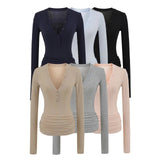 Spice Girls V-Neck Long-Sleeved T-Shirt T-Shirt Women's Autumn Slimming Henry Shirt Pure Lustful Inside The Top
