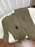 Autumn And Winter Knitted Set Of Women 2025 New Korean Loose Round-Neck Sweater + High-Waist Broad Leg Pants Two Sets