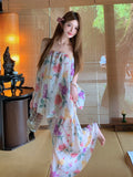 Yunnan Dali Mingmei Out Travel Through Sanya Island To Take Pictures Beautiful Shoulder Broken Flower Dress Seaside Vacation