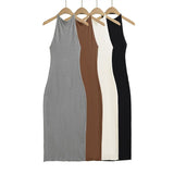 Kardashian's Same Niche Cloudy Fabric Hanging Neck Sexy Sleeveless Long Dress Body-Body-To-Scave Dress