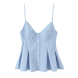 V-Neck Slings Sexy Dew Single-Dripple Broad-Folded Skirt-Up Short-Form Women's Vest 2178083