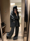 Autumn/Winter 2025 New Lazy Wind High Sense Of Loose Soft Glutinous Sweater Coat Wide Leg Pants Knitted Two Sets Of Women