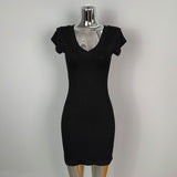8 Color Optional] V-Neck U-Neck Short-Sleeved Dress Tight Body Thin-Handed-Butled To Show Body Pure Desire Short Skirt