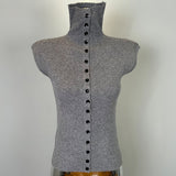 Temperament Slime Collar Single Buckle Top Autumn And Winter New Korean Sleeveless Knitted T-Shirt Women Ins