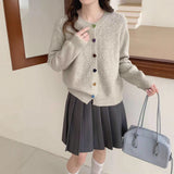 Japan And South Korea Lazy Wind-Collared Sweater Women's Autumn And Winter New Sweet Color Love Buckle Fashion Knitted Shirt Coat Thick