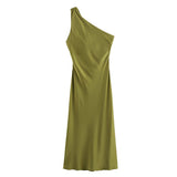 BSK&TRAF Women's Dress In The Fall Of 2025 New Fashion Babes Asymmetric Silk And Lifant Texture