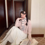 Autumn And Winter Korean Sweet Atmosphere Feeling Thin Plus Lace Half Dress Girl Plus Thick Cake Dress