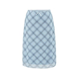 Blue Lattice Mesh Dress Girl Korean New Summer Babes Waist Fishtail Ass Skirt