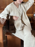 Lazy Fashion Knitting Suit Women's Autumn And Winter Wear A Set Of Shawl Sweater Wide Leg Pants Casual Three Sets