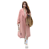 Imitation Cashmeet Coat Woman 2025 Autumn And Winter New Korean Version Of Loose Medium And Long-Term Hepburn Wool Coat Woman