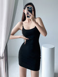 Solid Color Sling Dress Women Pure Desire To Tighten The Height Waist Slim Skin Sexy Hot Babes Short Skirt