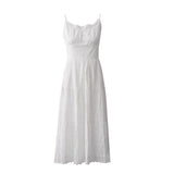 New Summer Korean Gentle Wind Little White Dress Dress Lace Cotton High-Rise Thin Sling Skirt