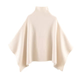 Autumn And Winter New Asymmetric Half-High Collar Knitted Cloak Coat 3739027
