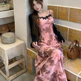 2025 Summer New Women's Dress French Retro Print Sling Dress To Collect Skinny Holiday Tea Rest Dress