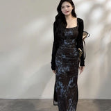 Pure Windy Sexy Dizziness Sleeveless Sling Dress Women 2025 New Summer Body Design Feel Open Fork Dress