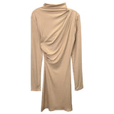 South Korea Autumn And Winter New Temperament Half-High Collar Tight Body Folding And Wrinkled Waist High Waist To Hit The Bottom Dress Tide