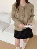 Sweet Bow Knot Hollow Casual Knitted Cardigan Girl New Galow Age Reduction Top