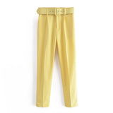 Spring 2025 New ñÞÖå Multi-Colored Harun Pants Casual Solid-Colored Small-Footed Women's Trousers Belt