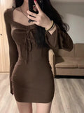 Hottie Style Collar Dress Women Autumn And Winter New Super Good-Looking Little Mother Wind Bag Hip Skirt Inside The Skirt