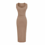 Wide Shoulder Strap Pit Strip Dress Women 2026 Summer New Hot Girl Pure Color U Collar To The Waist-Up Dress