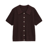 Summer New Hollow Short-Sleeved Knitted Knitted Trousers Set