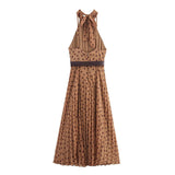 BSK&TRAF Women's Dress In Autumn 2025 New Fashion Wave Dot Belt Mist Skirt 8642802