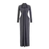 Holiday Style Solid Color High-End Feeling Hanging Neck Tset Dress Women Autumn New Hottie Sexy Shoulder Bag Hip Dress