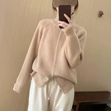 Fashion Zipper Knit Coat Top Sweater Women's Autumn And Winter New High-End Design Casual Knitting Cardigan Tide