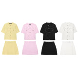 Women's Short-Sleeved Knitted Knitted Knitted Miniskirt