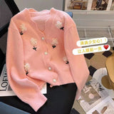 Knitted Cardigan Sweater Coat Women's Spring Spring Wear New Explosive European Loose V-Neck Top
