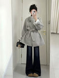 High-End Gray Hair Coat Women 2026 Autumn And Winter New Tice With Waistnut Coat Small Looks Super Good