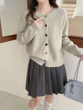 Japan And South Korea Lazy Wind-Collared Sweater Women's Autumn And Winter New Sweet Color Love Buckle Fashion Knitted Shirt Coat Thick