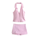 Shirt-Mounted Neck Collar Top 2796777 Low-Rise Skirts 3067407 Set