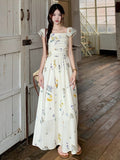 Gentle Wind Beautiful Unique Tea Break French Broken Flower Dress Fairy Summer High Sense Seaside Holiday Dress