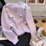 Knitted Cardigan Sweater Coat Women's Spring Spring Wear New Explosive European Loose V-Neck Top