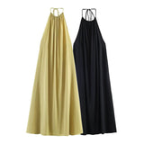 Summer New Vertical Hanging Neck Solid Dress 2935211