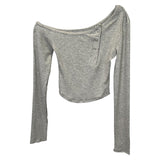 Autumn And Winter New Sweet Spicy Wind Tight Pure Desire Collar Collar Taut Shoulder Dress Short Design Slender Long-Sleeved T-Shirt Girl Ins