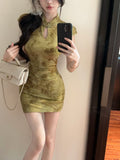 New Chinese Style Improved Cheongsam Dress Gentle Wind Beautiful Body Repair Kite Short Dress 2026 Summer
