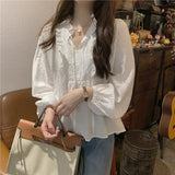 Spring Korean Bubble Shirts Small New 2025 Summer Summer Chiffon Shirt Women's Little Ocean