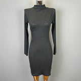 South Korea Autumn And Winter New Temperament Half-High Collar Tight Body Folding And Wrinkled Waist High Waist To Hit The Bottom Dress Tide