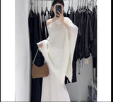 Autumn And Winter New Lazy Wind Irregular Tuxedos Cape Design Fashion Knitted Top Dress Suit Woman