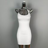 Light Apricot Double U-Neck Tight Body Thin Sling Bag Hip Dress Skirt Pure Hot Girl Short Dress New Summer