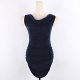 Swinging Collarless Dress Pure Lusty Summer Tight Skinny Bagted Hip Skirt Wrinkled Oblique Shoulder Vest Skirt Sexy