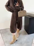 Lazy Fashion Knitted Suit Women's Autumn And Winter New Loose Thin V-Neck Blouse Casual Trousers Set
