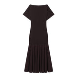 Spring New Boat Type Short Sleeve Splicing Dress 2335161