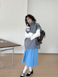 Korean High-Collar Knitted Vest Vest Women 2026 Autumn And Winter New Lazy Wind Loose Thick Horse Lame Dress