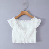 BSK&TRAF Women's New Spring 2026 Embroidered Lace Blouse + Hollow Embroidered Cake Skirt