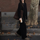Autumn And Winter Leisure Lazy Wind Small Loose Collar Round Collar Sweater Knitted Broad Leg Pants Two Sets Of Women