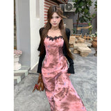 2025 Summer New Women's Dress French Retro Print Sling Dress To Collect Skinny Holiday Tea Rest Dress